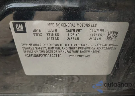 2012 Cadillac Cts Performance Collection from USA, damaged, VIN 1G6DM5E37C0144710